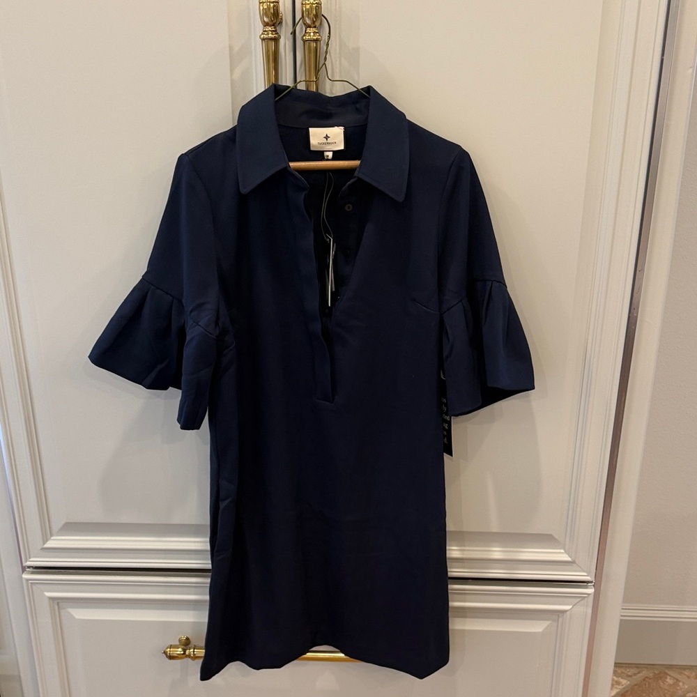 Tuckernuck Navy Polo Mini Dress with Ruffle Sleeves